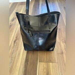 Kattee womens black leather tote shoulder bag